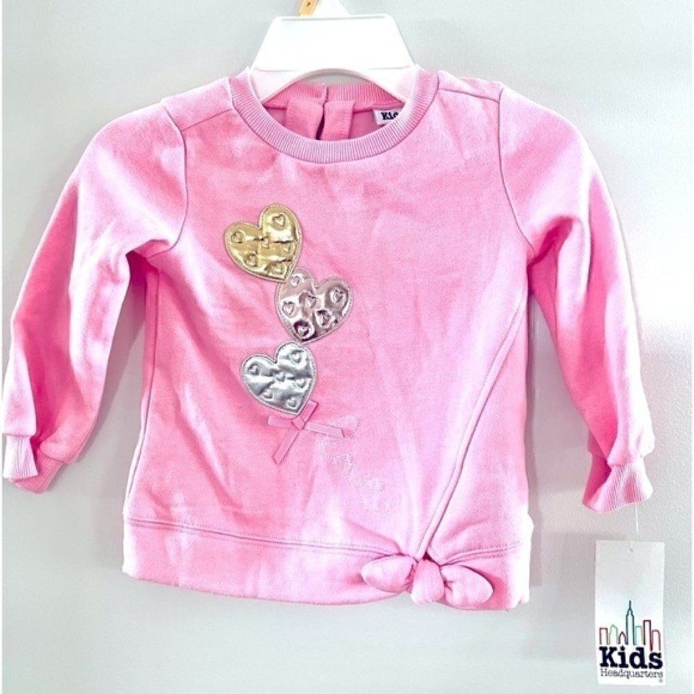 Kids Headquarters girl sweater, l pink long sleeve with hearts 3T(Girl)